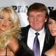 Donald and Melania Trump with playmate Victoria Silvstedt at Playboy’s 50th Anniversary party. Image via Getty.